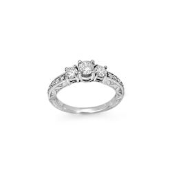 0.95 ctw Certified VS/SI Diamond Ring 18K White Gold