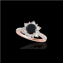 2.19 ctw Certified VS Black Diamond Solitaire Halo Ring 10K Rose Gold