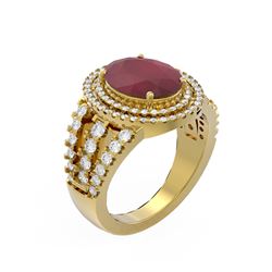 5.39 ctw Ruby & Diamond Ring 18K Yellow Gold