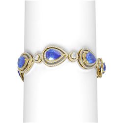 28.74 ctw Tanzanite & Diamond Bracelet 18K Yellow Gold