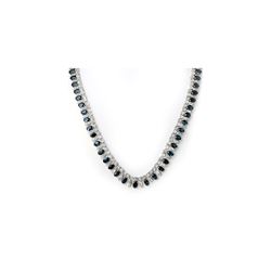 26 ctw Blue Sapphire & Diamond Necklace 14K White Gold