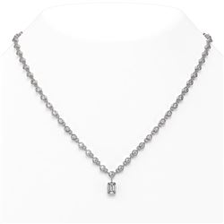 12.5 ctw Emerald Cut Diamond Necklace 18K White Gold
