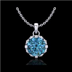 1.14 ctw Fancy Intense Blue Diamond Art Deco Necklace 18K White Gold