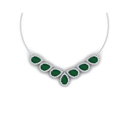 34.72 ctw Emerald & VS Diamond Necklace 18K White Gold