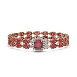 17.35 ctw Tourmaline & Diamond Bracelet 14K Rose Gold