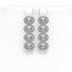 5.92 ctw Oval Cut Diamond Micro Pave Earrings 18K White Gold