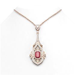 10.47 ctw Ruby & Diamond Necklace 18K Rose Gold