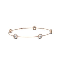 3.75 ctw Cushion cut Diamond Station Bracelet 18K Rose Gold