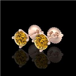 1.5 ctw Intense Fancy Yellow Diamond Art Deco Earrings 18K Rose Gold