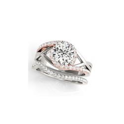 2 ctw Certified VS/SI Diamond Bypass Solitaire 2pc Set Ring 14K White & Rose Gold