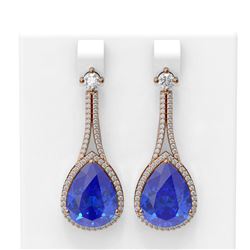 24.5 ctw Tanzanite & Diamond Earrings 18K Rose Gold
