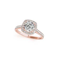 0.85 ctw Certified VS/SI Diamond Halo Ring 18K Rose Gold