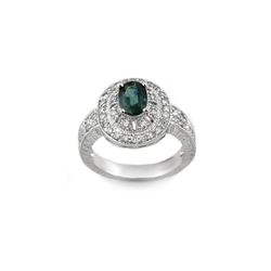 2.08 ctw Blue Sapphire & Diamond Ring 18K White Gold