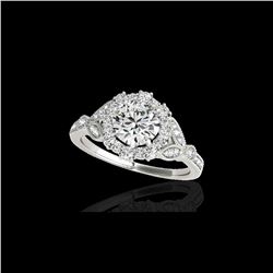 1.5 ctw Certified Diamond Solitaire Halo Ring 10K White Gold