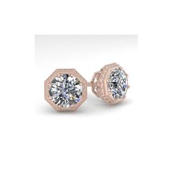 2 ctw VS/SI Diamond Stud Solitaire Earrings 18K Rose Gold