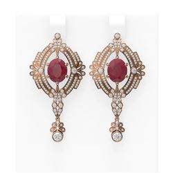 11.24 ctw Ruby & Diamond Earrings 18K Rose Gold