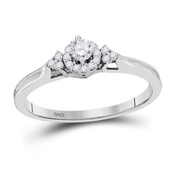 10kt White Gold Round Diamond Solitaire Promise Bridal Ring 1/5 Cttw