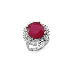 10.65 ctw Ruby & Diamond Ring 18K White Gold