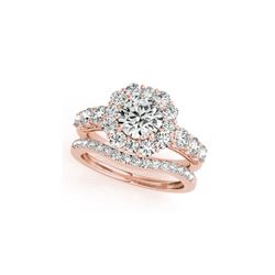 3.16 ctw Certified VS/SI Diamond 2pc Wedding Set Halo 14K Rose Gold
