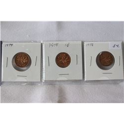 Canada One Cent Coins (3)