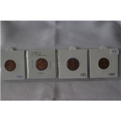 Canada One Cent Coins (4)