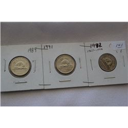 Canada Five Cent Coins (3)