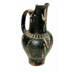 Ancient Etruscan Beaked Pottery Oinochoe, 4th Century