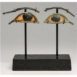 Ancient Egyptian Pair of mummy mask eyes with brows,