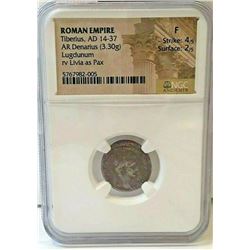 Ancient Roman Tiberius. AD 14-37. Silver  Denarius