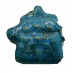 Ancient Egyptian Blue Faience Bes Amulet c.664-332 BC.