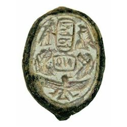 Ancient Egyptian Steatite Scaraboid in Bronze mount New