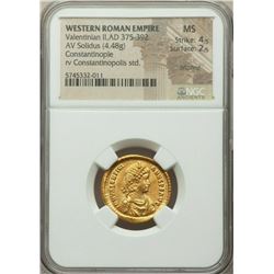 Ancient Valentinian II, Western Roman Emp Gold Solidus