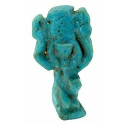 Ancient Egyptian Blue Faience Shu Amulet c.715-330 BC.