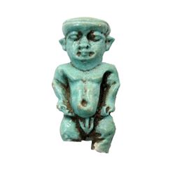 Ancient Egyptian Blue Faience Amulet of Pataikos