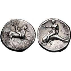 Ancient Greek CALABRIA, Tarentum. Circa 280 BC AR Nomos