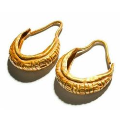 Ancient Sasanian pair of gold earrings c.5th century