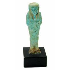 Ancient Egyptian Blue Faience Ushabti Figure Late