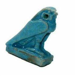 Ancient Egyptian Blue Faience Amulet Of Falcon god