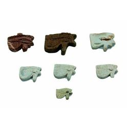 Lot of 7 Ancient Egyptian Faience Eye Of Horus Amulets