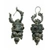 Image 1 : A Pair of Ancient Indian Silver Earrings with Garnet.
