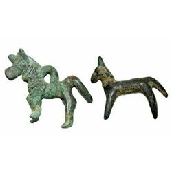Lot of 2 Ancient Luristan Bronze Horses c.1000 BC.