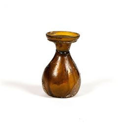 Ancient Roman Amber color Glass Bottle c.2nd century AD