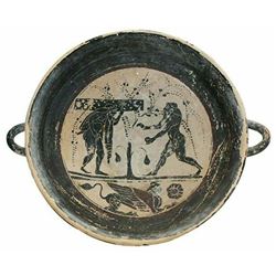 Large Greek Attic Style Pottery Kylix with figures.