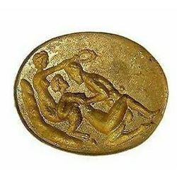 Roman Style Solid Gold Ring with Erotic Scene.