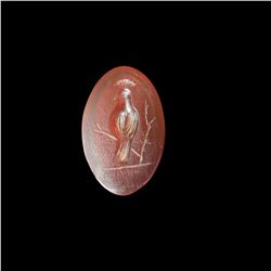 Roman Style Carnelian Intaglio with Bird.