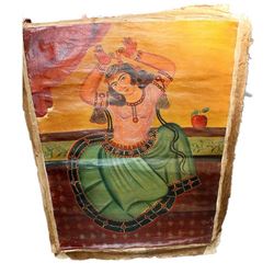 Persian Qajar painting oil on canvas, with female