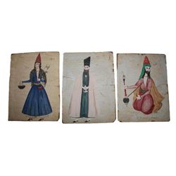 Lot of 3 Persian Qajar Islamic Painting c.19th century.