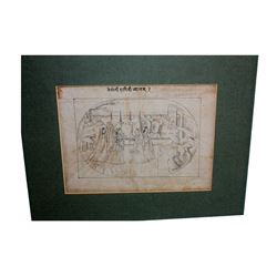 19th century Indian black and white Sketch of Princess