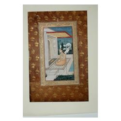 Mughal India painting on gouache of Lady Sitting Mugal