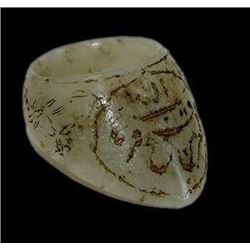 A Fine Quality Mughal India Jade Archer ring with